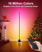 Keepsmile Smart RGB LED Corner Floor Lamp,Bright Tall Standing Lamps with APP and Remote,Modern Floor Lamp with Music Sync and 16 Million Colors, Ambient Lighting for Living Room Matte Black 2 Pack
