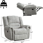 CANMOV Manual Recliner Chair, Classic and Traditional Manual Recliner Chair with Comfortable Arms and Back Single Sofa for Living Room, White Grey