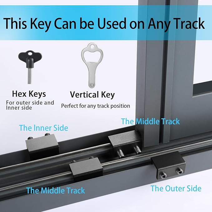 ZRFCXE Window Locks,4 Pack Sliding Window Locks with Key for Vertical & Horizontal Sliding Windows Doors,Easv to Install,Adjustable Security Window Lock for Patio Bedroom Home and Office (Black)