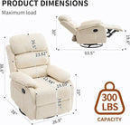 Adult 360° Rocking Recliner Chair，Nursery Rocker Reclining Chair with Side Pocket, a Comfy upholstered Single Sofa Armchair. Suitable for Living Room, Bedroom Nursing use, Velvet Fabric in Beige