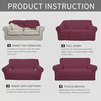 Easy-Going Stretch Chair Sofa Slipcover 1-Piece Couch Sofa Cover Furniture Protector Soft with Elastic Bottom for Kids, Pet. Spandex Jacquard Fabric Small Checks (Chair, ASH Rose)