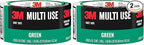3M Multi-Use Colored Duct Tape, Green with Strong Adhesive and Water-Resistant Backing, Multi-Surface Duct Tape for Indoor and Outdoor Use, 1.88 Inches x 20 Yards, 1 Roll (3920-GR) (Pack of 2)