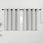 NICETOWN Gray Linen Kitchen Curtains 36 inch Length, Decorative Thick Flax Small Window Treatments Privacy Assured with Light Filtering for Bedroom/Bathroom, W55 x L36, 2 Panels