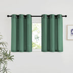NICETOWN Linen 36 inch Curtains for Kitchen Window, Grommet Thick Flax Linen Olive Green Small Window Treatments Privacy Assured with Light Filtering for Cafe/Kids Room, W42 x L36, 2 Panels