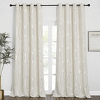 NICETOWN Extra Long Blackout Curtains for Large Window, Beige, 52" Width x 120" Length, 2 Panels, Foil Printed Wave Lines Energy Saving Thermal Insulated Draperies for Kids Nursery Boys Bedroom