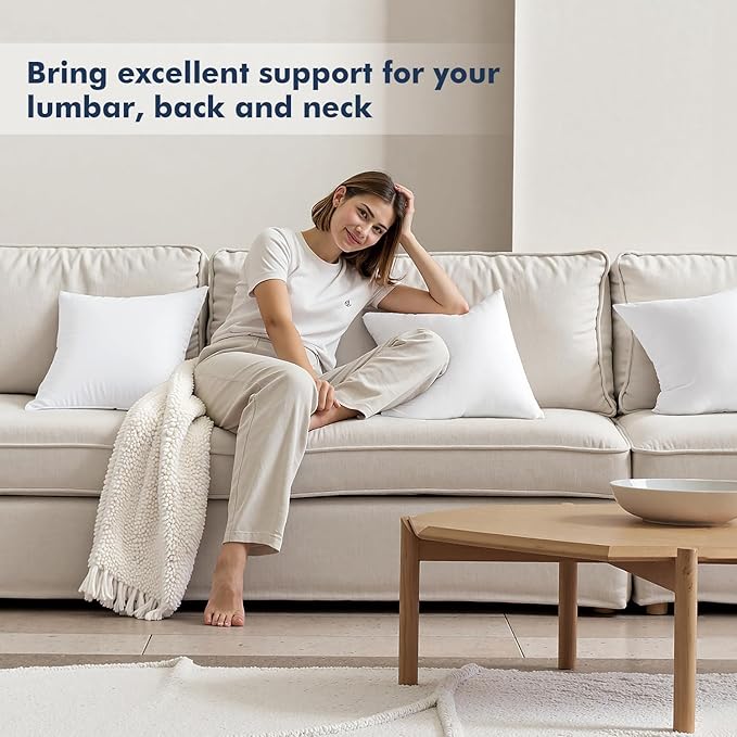 MIULEE Throw Pillows Inserts, Pack of 4 16x16 Inch 100% Virgin Fiber Filling Bed Couch Pillows