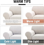 H.VERSAILTEX 2-Pieces Armchair Cover Chair Slipcovers with Arms Furniture Protector Cover Fit Width Up to 47 Inch, Jacquard Spandex Polyester Couch Covers Armchair Slipcover - Ivory, Chair