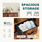 Dresser for Bedroom with 9 Drawers, Anti-Tip Tall Fabric Chests Storage Organizer Tower Furniture with Wooden Top Metal Frame for Clothes, Closet, Living Room, Hallway, Entryway