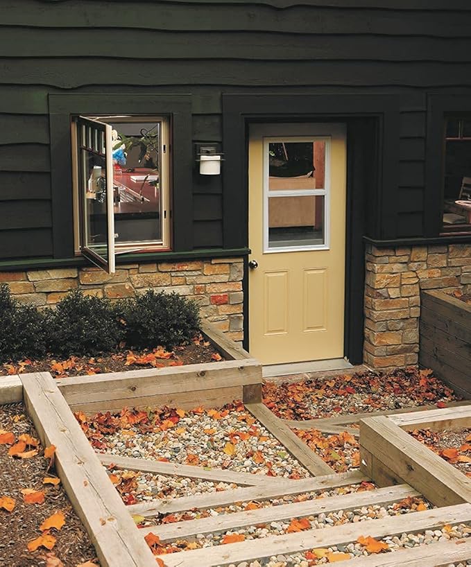 ODL Venting Entry Door Glass Replacement for Home Improvement - 24" x 38" Exterior or Front Door Inserts Glass Kit with Double Pane Tempered Clear Glass for House (Vertical Slide) - White Frame