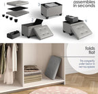 Storage Ottoman Cube with Small Bin, 16-in Square Ottoman with Storage for Living Room and Bedroom, Small Ottomans Foot Rest, Leather Foot Stools Ottomans Max 330lbs, Light Grey