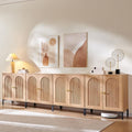Modern Buffet Cabinet with Storage, 123.5" W Fluted Arched Sideboard Cabinet w/Adjustable Shelves, Wooden Modular Coffee Bar for Dining Room, Kitchen, Living Room, Entryway, Natural