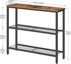 HOOBRO 29.5" Narrow Console Table, Set of 2, Entryway Table with Shelves, Thin Sofa Table, Behind Couch Table, Display Side Table, for Hallway, Entrance, Living Room, Rustic Brown and Black BF73XGP201