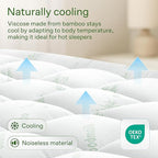 Ultra Soft Queen RV Size Mattress Topper - Viscose Made from Bamboo Pillow Top Mattress Pad for Back Pain Relief - Naturally Cooling for Hot Sleepers, Green