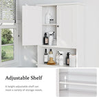 Meilocar Over The Toilet Storage Cabinet, Bathroom Storage Organizer Over Toilet, Space Saver W/Adjustable Shelf & Open Shelf, White