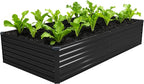 8x4x1.5FT Galvanized Raised Garden Bed,Vegetable Boxes-Rectangle Metal Flower Box,Large Planter Raised Beds Outdoor Garden for Planting,Fruit,Herb-Black
