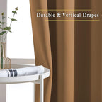NICETOWN Blackout Curtains for Kids Room - Triple Weave Microfiber Home Thermal Insulated Solid Ring Top Blackout Panels/Drapes for Bedroom(Gold Brown, Set of 2, 46 x 54 Inch)