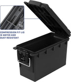 Sheffield 12629 Ammo Storage Box, Stackable .30 Cal Field Boxes, Water and Dust Resistant, Lockable Storage Box with Handle, Secures Hunting Gear, Supplies, and Bullets, Made in USA, Black, 1-Pack