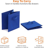 Amazon Basics Collapsible Fabric Storage Bins with Handles, Cube Organizer for Home Organization, 10.5"x10.5"x11", Navy, 6-Pack
