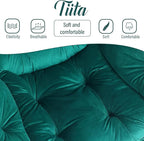 Tiita Lazy Chair with Ottoman, Green Modern Large Accent Chair, Comfy Leisure Sofa Armchair with Ottoman, Reading Chair with Footrest for Bedroom, Living Room, Dorm Rooms, Velvet Green