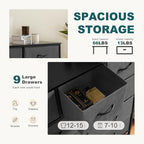 Dresser for Bedroom with 9 Drawers, Anti-Tip Tall Fabric Chests Storage Organizer Tower Furniture with Wooden Top Metal Frame for Clothes, Closet, Living Room, Hallway, Entryway