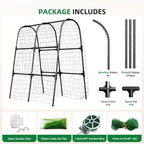 Cucumber Trellis for Raised Bed, U-Shape Garden Arch Metal Support for Climbing Plants, Metal Arch Plant Support Vegetables Trellis, Plant Support for Vine (Black, 31.5 * 30 * 47inch(L*W*H))