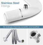 BIGCOW Ultra-Slim Bidet Attachment for Toilet - Dual Nozzle (Frontal & Rear Wash) with Adjustable Cold Water Pressure and Stainless Steel Inlet - Hygienic Solution for Fresh Cleanliness, Silver 1 Pcs