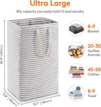 Lifewit 1 Pack Laundry Basket 80L Each, Collapsible Clothes Hamper with Reinforced Handles, Freestanding Waterproof Design for Bedroom and Laundry Room, Grey 80L Total