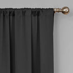 Eclipse Solid Thermapanel Pair, Room Darkening Rod Pocket Curtain, Window Curtain for Bedroom and Living Room, (2 Panels), 52 in Wide x 84 in Long, Black