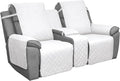 Easy-Going Loveseat Recliner Cover with Console, Reversible Couch Cover for Living Room, Split Sofa Cover for Each Seat with Elastic Straps for Dogs, Pets(2 Seater, White/White)
