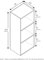 Furinno LUDER Book Shelf, 3-Cube Bookshelf, Bookcase with Open Shelves, 9.3 x 12 x 31.5, Easy Assembly, for Living Room, Bedroom, Home Office, Blackwood