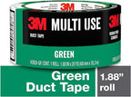 3M Multi-Use Colored Duct Tape, Green with Strong Adhesive and Water-Resistant Backing, Multi-Surface 3M Duct Tape for Indoor and Outdoor Use, 1.88 Inches x 20 Yards, 1 Roll (3920-GR)