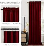 NICETOWN 144 inch Long Red Velvet Curtains and Drapes, Extra Long Elegant Wall Backdrop Drapes for Holiday Season Home Decoration (Set of 2, Rod Pocket Design, 52" Wide)