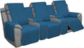 Easy-Going Recliner Sofa Cover with Console, Reversible Couch Cover for Living Room, Split Sofa Cover for Each Seat with Elastic Straps for Kids, Dogs, Pets (3 Seater, Peacock Blue/Beige)