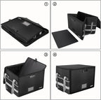 ENGPOW File Box with Lock,Fireproof Document Box with Zipper＆Pockets,Collapsible File Organizer Filing Storage Cabinet with Handle,Portable Home Office Safe for Hanging Letter/Legal Folder,Black