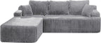 Modular Sectional Sofa Couches L-Shape Couch 3 Seat Modular Sofa Memory Foam Sectional Couches for Living Room, Cloud Couch with Oversized Chaise (Light Grey Stripe, 108" Left Facing Chaise)