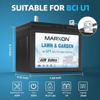MARXON U1 12v 330CCA Riding Lawn Mower Battery, Garden Tractors Battery Maintenance Free AGM Batteries Compatible with Troy-Bilt John Deere Toro Cub Cadet Craftsman Ariens Poulan Pro Massey Ferguson