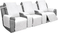 Easy-Going Recliner Sofa Cover with Console, Reversible Couch Cover for Living Room, Split Sofa Cover for Each Seat with Elastic Straps for Kids, Dogs, Pets (3 Seater, White/White)