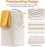 Lifewit 1 Pack Laundry Basket 80L Each, Collapsible Clothes Hamper with Reinforced Handles, Freestanding Waterproof Design for Bedroom and Laundry Room, Beige 80L Total