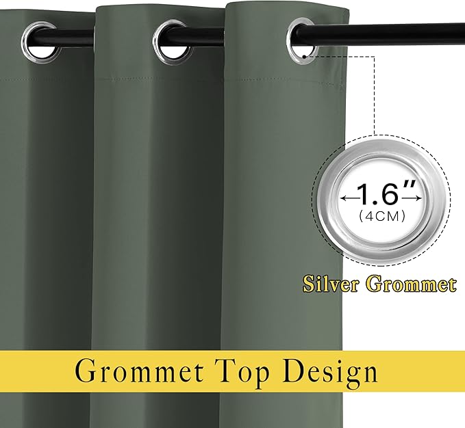NICETOWN Bedroom Blackout Curtains 95 inch Length - Triple Weave Energy Saving Thermal Insulated Solid Grommet Blackout Draperies for Patio/Hall (1 Pair, 80 inches Wide, Dark Mallard)