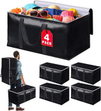 Heavy-Duty & Extra Capacity Moving Bags with Backpack Straps, Storage Totes with Double Zipper & Strong Handles, Packing Bags Alternative to Moving Boxes, Moving Supplies (4 Pack, Black)