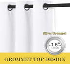 NICETOWN White Room Darkening Curtain 84 inches Long - Grommet Window Treatment Thermal Curtain Sound Reducing Light Blocking Drape for Bedroom/Living Room (1 Panel, W66 x L84)
