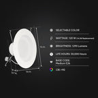 Feit Electric 5-6" LED Recessed Downlight, 120W Equivalent, Dimmable, 5CCT Selectable White, High Output, 90 CRI, 1290 Lumens, 45-Year Lifetime, LEDR56HO/6WYCA/6, 6 Pack