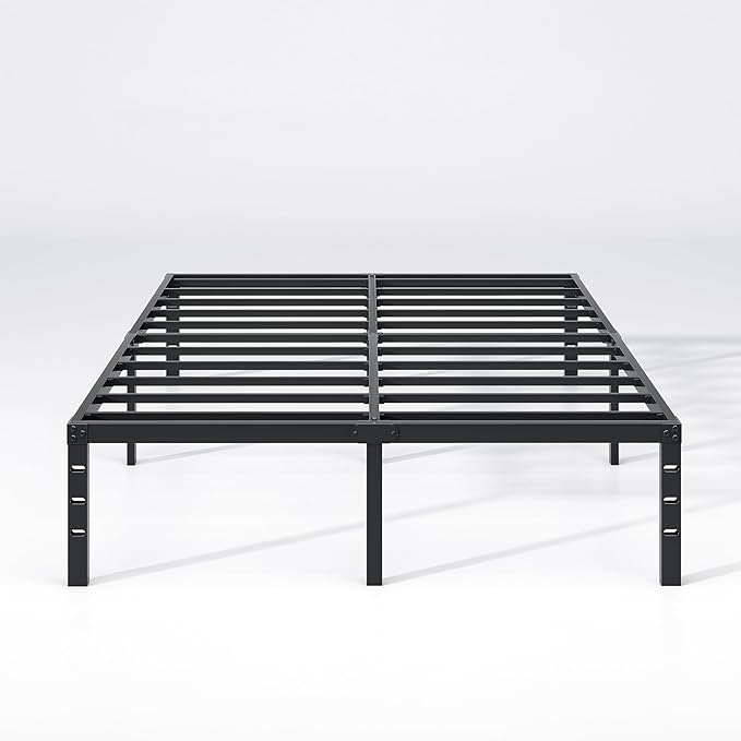 Metal Bed Frame,Queen Size Bed Frame with Storage Space,Heavy Duty Sturdy Mattress Foundation,Easy Assembly,No Box Spring Needed, Black,18 Inch,Queen