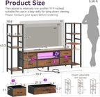 Casaottima TV Stands for 40/43/50 Inch TV, Entertainment Center with LED Lights & Power Outlets, TV Stand for Living Room with 5 Fabric Drawers, TV Console Cabinet, Rustic Brown