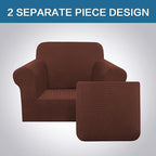 H.VERSAILTEX 2 Piece Couch Cover Stretch Stylish Chair Cover Furniture Cover/Protector Featuring Jacquard Textured Twill Fabric, High Spandex Slipcover Machine Washable (Chair, Burnt Brick)