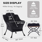 Tiita Lazy Chair with Ottoman, Black Modern Large Accent Chair, Comfy Leisure Sofa Armchair with Ottoman, Reading Chair with Footrest for Bedroom, Living Room, Dorm Rooms, Velvet Black