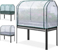 KING BIRD Large Raised Garden Bed with Cover & Netting Galvanized Elevated Planter Box with Legs 72×23×55 in for Backyard, Patio, Balcony, 400lb Capacity, Dark Grey