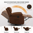 Recliner Chair, 360 Swivel Rocker Chair for Adults, Small Rocking Recliner for Small Spaces, Upholstered Fabric Glider Recliner Nursery