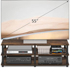 Furinno Turn-S-Tube TV Stand, 3-Tier Open Frame Design Entertainment Center, TV Console for TV up to 46 Inch, Toolless Assembly, for Living Room, Bedroom, Amber Pine