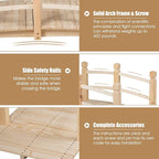 Giantex 5 FT Wooden Garden Bridge, Classic Wood Arc Footbridge with Railings, 400 lbs Capacity, Decorative Pond Bridge for Outdoor Garden Yard Backyard Creek Farm (Natural)